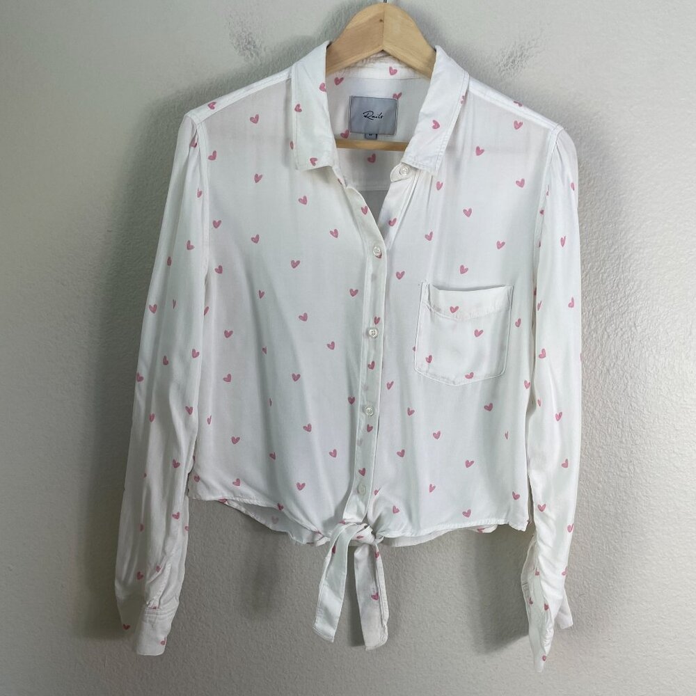 Rails Womens Medium Val Scribble Heart White Butt… - image 8